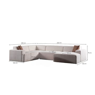 Branorin 5-sits Hörnsoffa med Divan - Brun/Vit - Möbler - Soffa - Modulsoffor - Komplett modulsoffa
