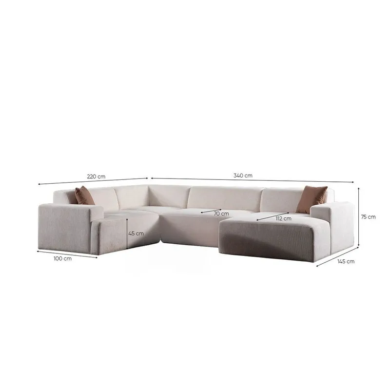 Branorin 5-sits Hörnsoffa med Divan - Brun/Vit - Möbler - Soffa - Modulsoffor - Komplett modulsoffa