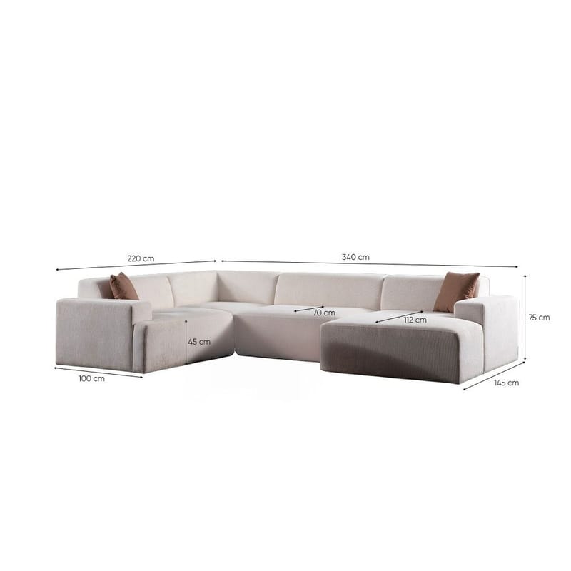 Branorin 5-sits Hörnsoffa med Divan - Brun/Vit - Möbler - Soffa - Hörnsoffa - Hörnsoffa med divan