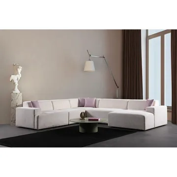 Branorin 6-sits Hörnsoffa med Divan - Krämvit - Möbler - Soffa - Hörnsoffa