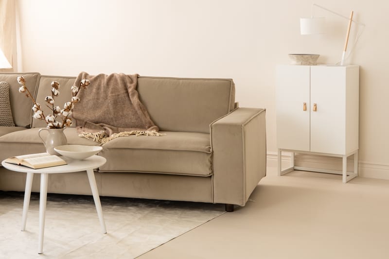 Cloudia Hörnsoffa Sammet - Beige - Hörnsoffa - Sammetssoffa