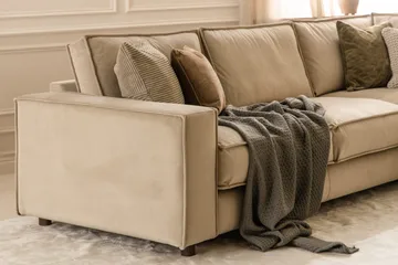 Cloudia Hörnsoffa Sammet - Beige - Möbler - Soffa - Hörnsoffa