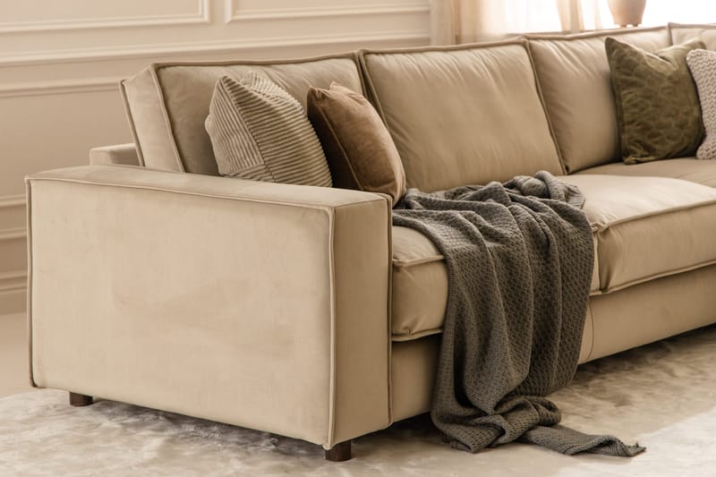 Cloudia Hörnsoffa Sammet - Beige - Möbler - Soffa - Hörnsoffa