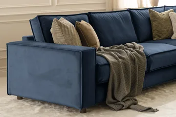 Cloudia Hörnsoffa Sammet - Blå - Möbler - Soffa - Hörnsoffa