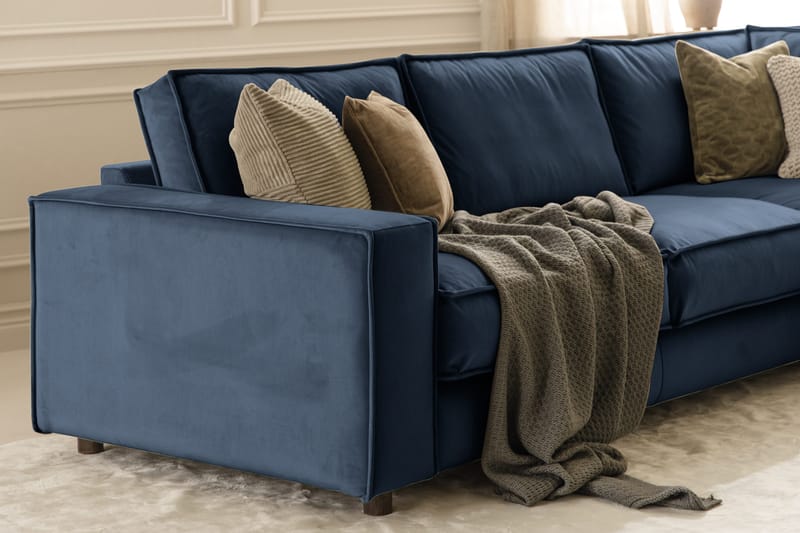 Cloudia Hörnsoffa Sammet - Blå - Möbler - Soffa - Hörnsoffa