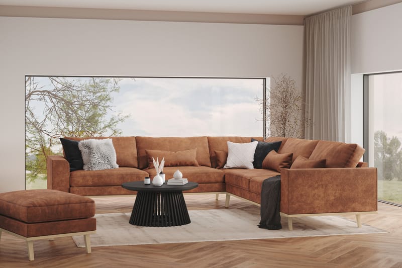 Copenhagen 6-sits L-formad Hörnsoffa i Konstläder - Brun - Möbler - Soffa - Hörnsoffa