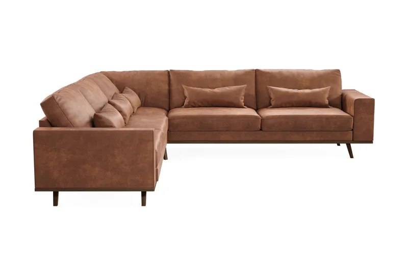 Copenhagen 6-sits L-formad Hörnsoffa i Konstläder, Brun
