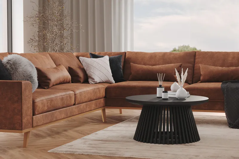 Copenhagen 6-sits L-formad Hörnsoffa i Konstläder - Brun - Möbler - Soffa - Hörnsoffa