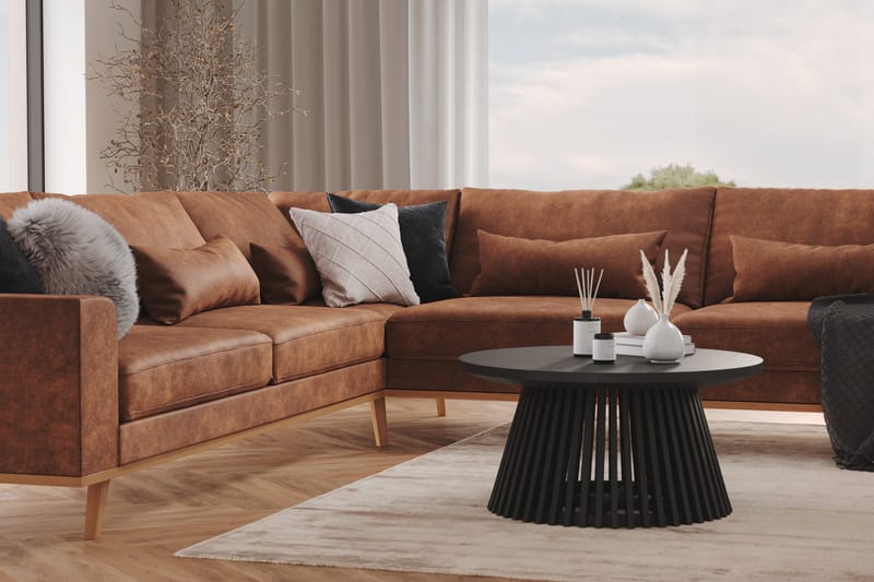 Copenhagen 6-sits L-formad Hörnsoffa i Konstläder - Brun - Möbler - Soffa - Hörnsoffa