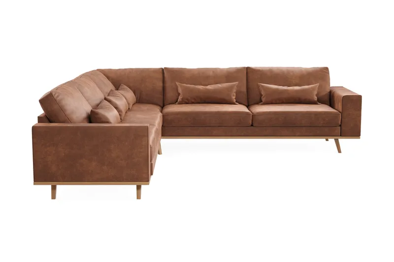 Copenhagen 6-sits L-formad Hörnsoffa i Konstläder - Brun - Möbler - Soffa - Hörnsoffa