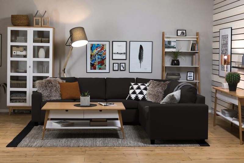 Crazy 5-sits Vändbar L-formad Large Hörnsoffa i Tyg - Antracit - Möbler - Soffa - Hörnsoffa