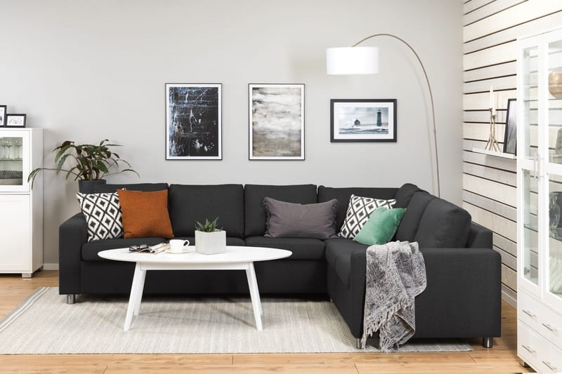 Crazy 5-sits Vändbar L-formad Large Hörnsoffa i Tyg - Antracit - Möbler - Soffa - Hörnsoffa