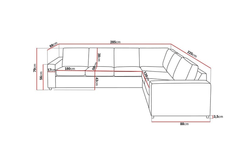 Crazy 5-sits Vändbar L-formad Large Hörnsoffa i Tyg - Antracit - Möbler - Soffa - Hörnsoffa
