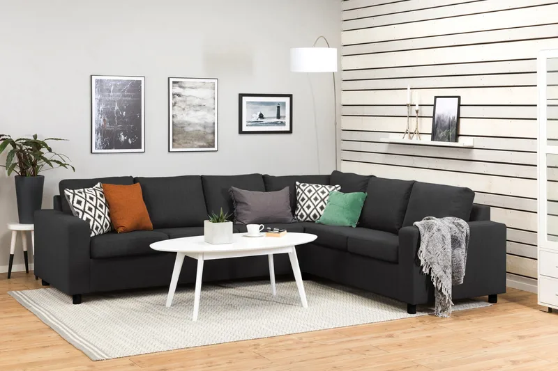 Crazy 5-sits Vändbar L-formad Large Hörnsoffa i Tyg - Antracit - Möbler - Soffa - Hörnsoffa