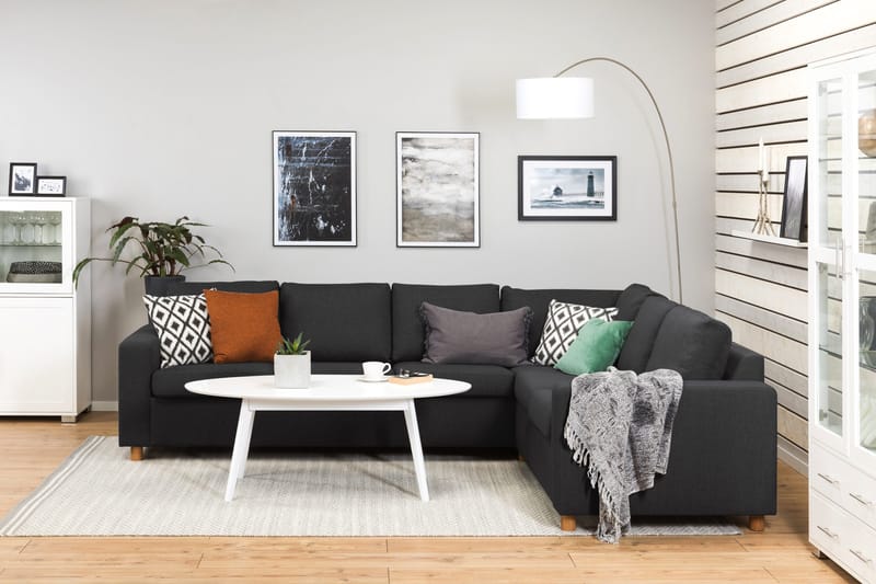 Crazy 5-sits Vändbar L-formad Large Hörnsoffa i Tyg - Antracit - Möbler - Soffa - Hörnsoffa