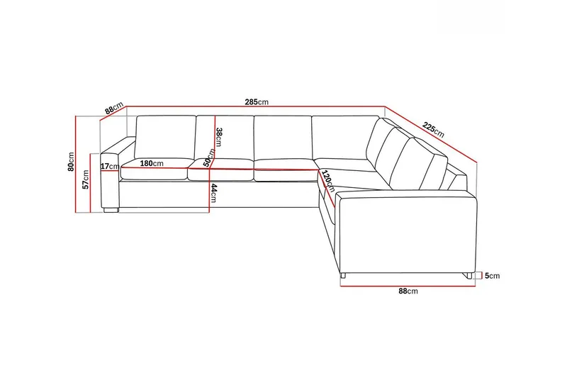 Crazy 5-sits Vändbar L-formad Large Hörnsoffa i Tyg - Beige - Möbler - Soffa - Hörnsoffa