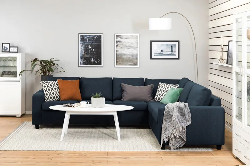 Crazy 5-sits Vändbar L-formad Large Hörnsoffa i Tyg - Blå - Möbler - Soffa - Hörnsoffa