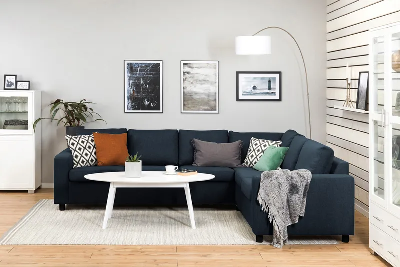 Crazy 5-sits Vändbar L-formad Large Hörnsoffa i Tyg - Blå - Möbler - Soffa - Hörnsoffa