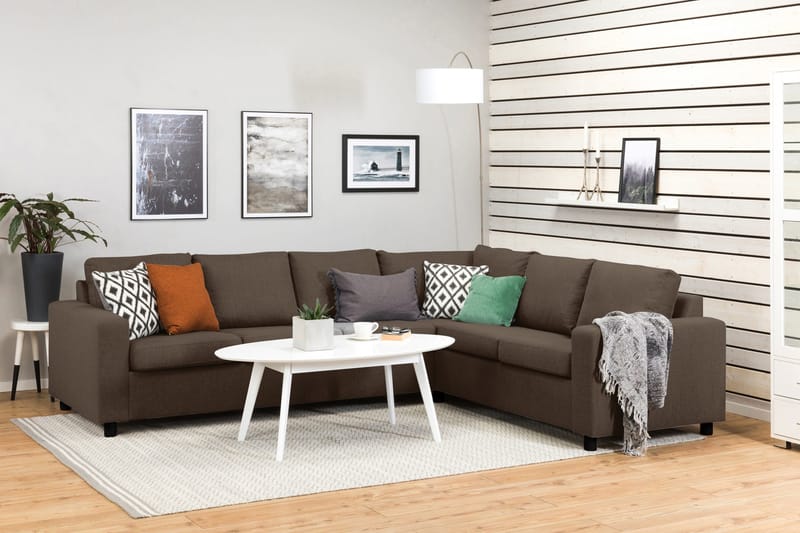 Crazy 5-sits Vändbar L-formad Large Hörnsoffa i Tyg - Brun - Möbler - Soffa - Hörnsoffa