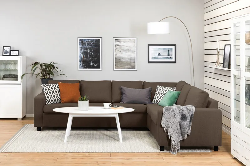 Crazy 5-sits Vändbar L-formad Large Hörnsoffa i Tyg - Brun - Möbler - Soffa - Hörnsoffa