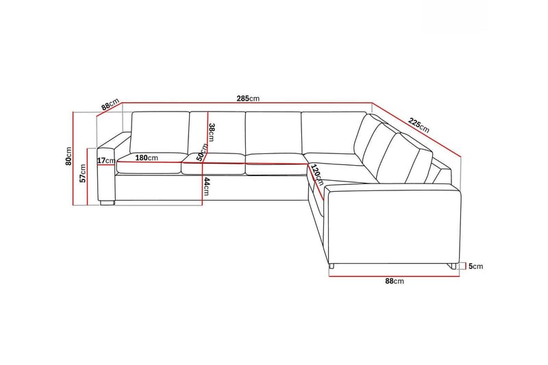 Crazy 5-sits Vändbar L-formad Large Hörnsoffa i Tyg - Brun - Möbler - Soffa - Hörnsoffa