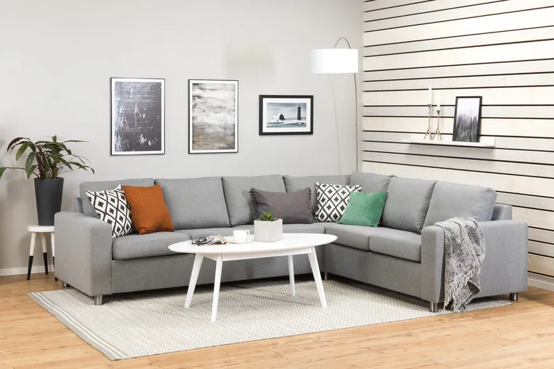 Crazy 5-sits Vändbar L-formad Large Hörnsoffa i Tyg - Grå - Möbler - Soffa - Hörnsoffa