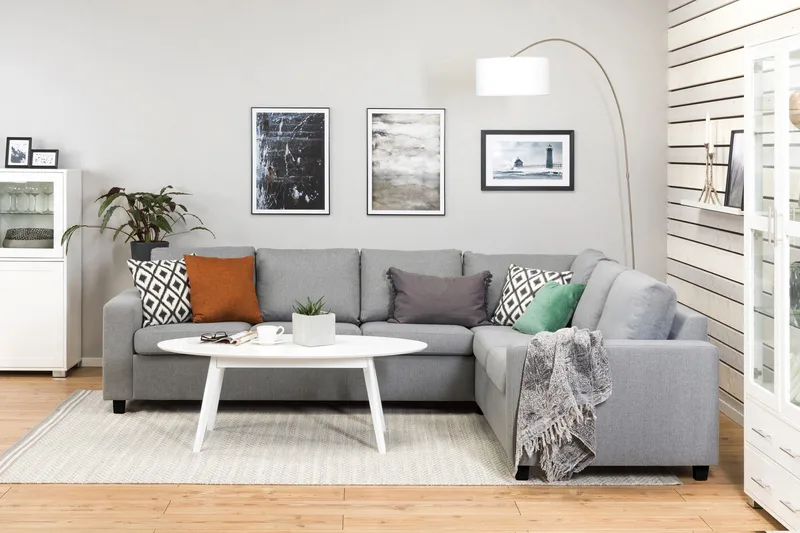 Crazy 5-sits Vändbar L-formad Large Hörnsoffa i Tyg - Grå - Möbler - Soffa - Hörnsoffa