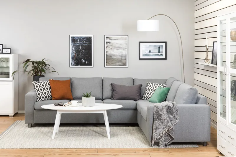 Crazy 5-sits Vändbar L-formad Large Hörnsoffa i Tyg - Grå - Möbler - Soffa - Hörnsoffa