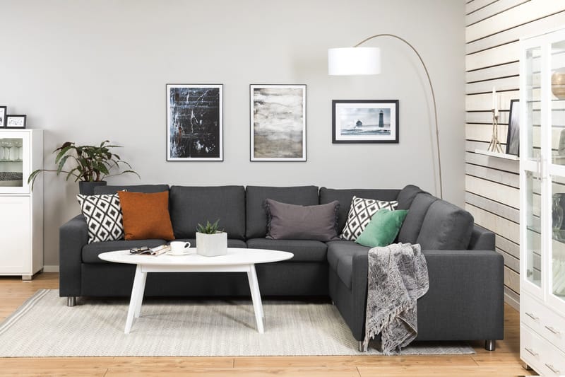 Crazy 5-sits Vändbar L-formad Large Hörnsoffa i Tyg - Mörkgrå - Möbler - Soffa - Hörnsoffa