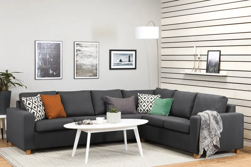 Crazy 5-sits Vändbar L-formad Large Hörnsoffa i Tyg - Mörkgrå - Möbler - Soffa - Hörnsoffa