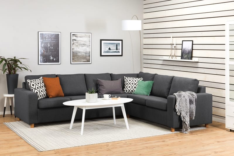 Crazy 5-sits Vändbar L-formad Large Hörnsoffa i Tyg - Mörkgrå - Möbler - Soffa - Hörnsoffa