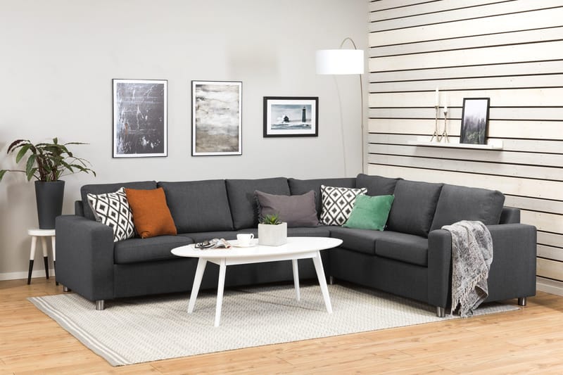 Crazy 5-sits Vändbar L-formad Large Hörnsoffa i Tyg - Mörkgrå - Möbler - Soffa - Hörnsoffa