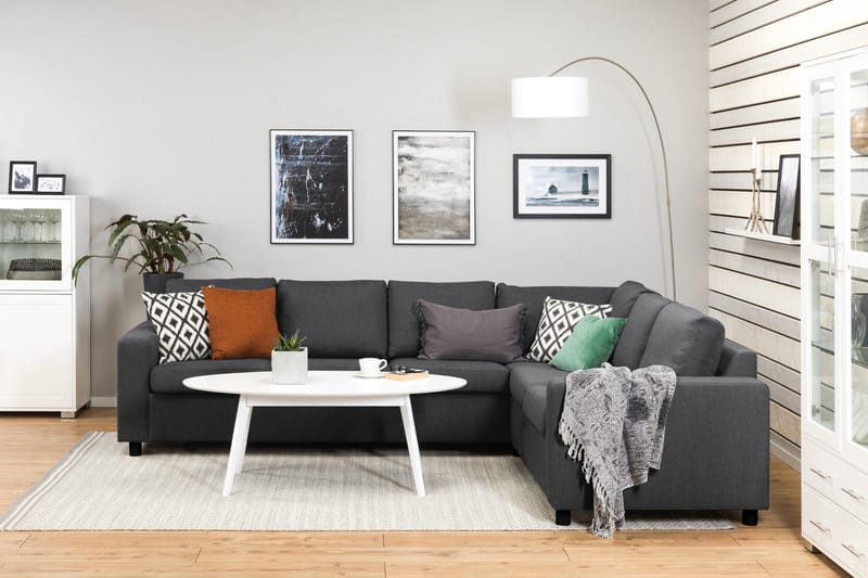 Crazy 5-sits Vändbar L-formad Large Hörnsoffa i Tyg - Mörkgrå - Möbler - Soffa - Hörnsoffa