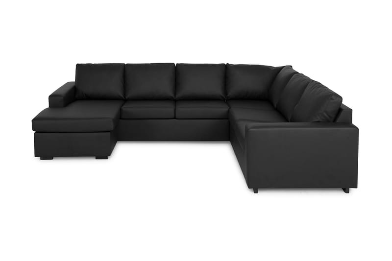 Crazy 5-sits Vänstervänd U-formad Hörnsoffa med divan i Konstläder - Svart - Möbler - Soffa - Hörnsoffa