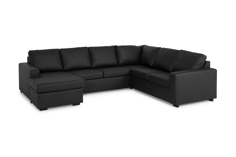 Crazy 5-sits Vänstervänd U-formad Hörnsoffa med divan i Konstläder - Svart - Möbler - Soffa - Hörnsoffa