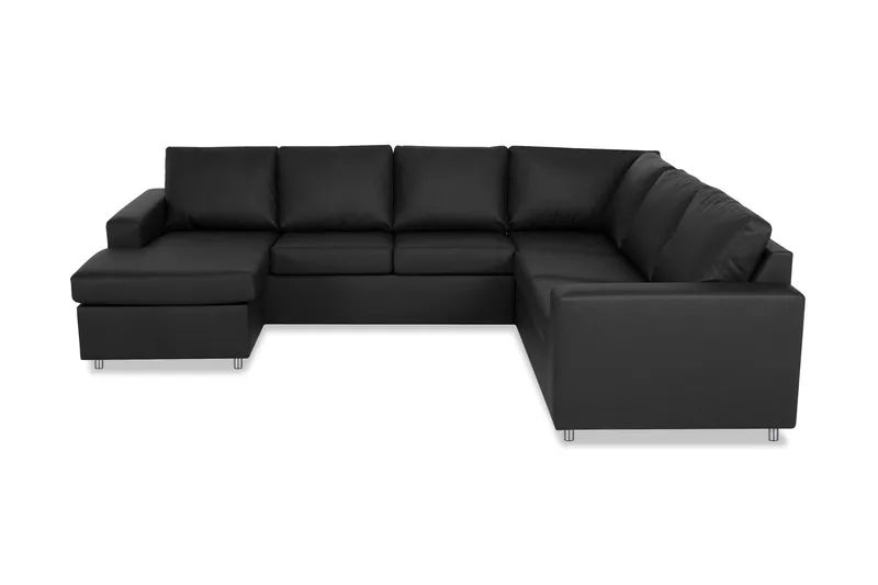 Crazy 5-sits Vänstervänd U-formad Hörnsoffa med divan i Konstläder, Svart