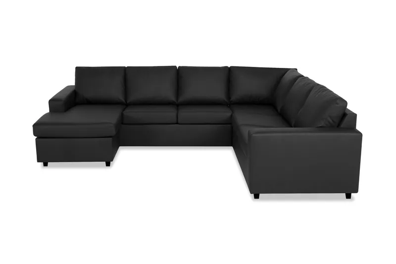 Crazy 5-sits Vänstervänd U-formad Hörnsoffa med divan i Konstläder, Svart