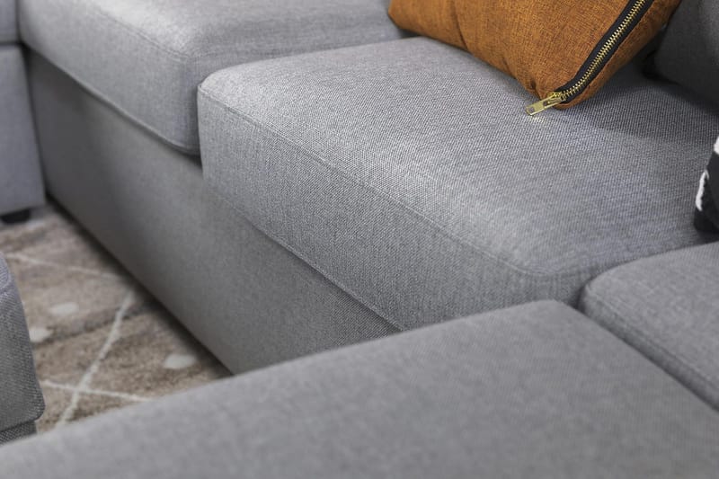 Crazy 5-sits Vänstervänd U-formad Hörnsoffa med divan i Tyg - Grå - Möbler - Soffa - Hörnsoffa