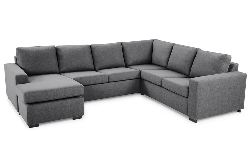 Crazy 5-sits Vänstervänd U-formad Hörnsoffa med divan i Tyg - Mörkgrå - Möbler - Soffa - Hörnsoffa - Hörnsoffa med divan