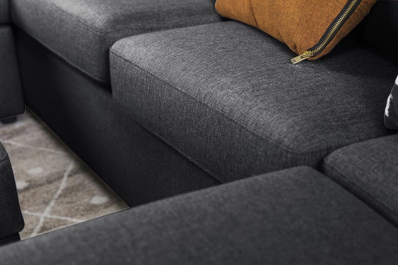 Crazy 5-sits Vänstervänd U-formad Hörnsoffa med divan i Tyg - Mörkgrå - Möbler - Soffa - Hörnsoffa - Hörnsoffa med divan