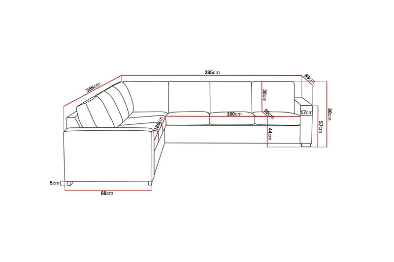 Crazy 6-sits Vändbar L-formad X-Large Hörnsoffa i Konstläder - Svart - Möbler - Soffa - Hörnsoffa