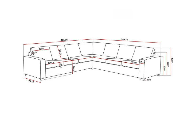 Crazy 6-sits Vändbar L-formad X-Large Hörnsoffa i Konstläder - Svart - Möbler - Soffa - Hörnsoffa