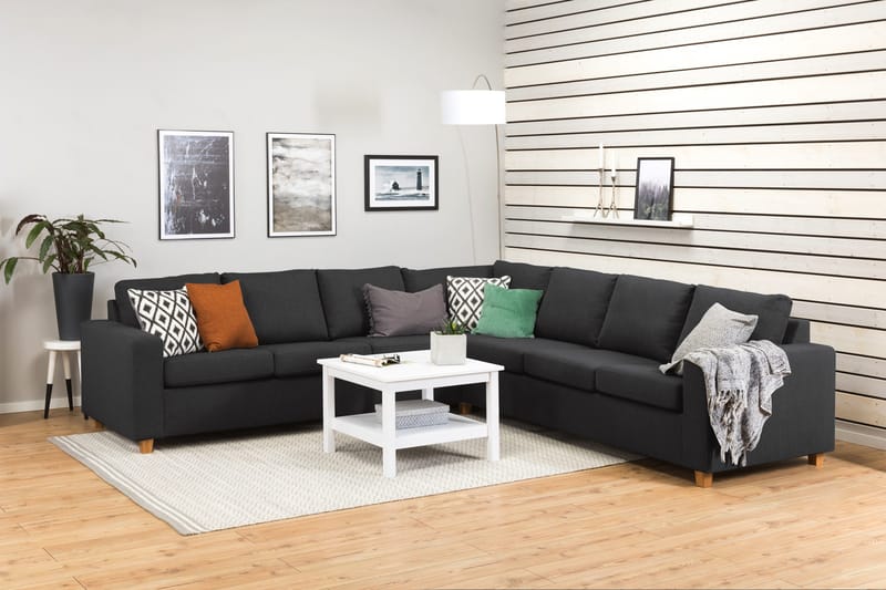 Crazy 6-sits Vändbar L-formad X-Large Hörnsoffa i Tyg - Antracit - Möbler - Soffa - Hörnsoffa