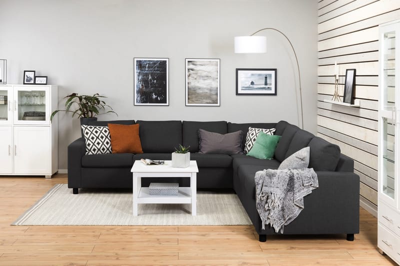 Crazy 6-sits Vändbar L-formad X-Large Hörnsoffa i Tyg - Antracit - Möbler - Soffa - Hörnsoffa