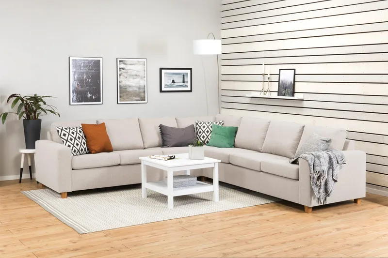 Crazy 6-sits Vändbar L-formad X-Large Hörnsoffa i Tyg - Beige - Möbler - Soffa - Hörnsoffa