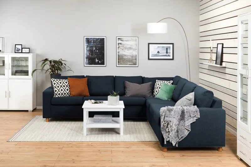 Crazy 6-sits Vändbar L-formad X-Large Hörnsoffa i Tyg - Blå - Möbler - Soffa - Hörnsoffa