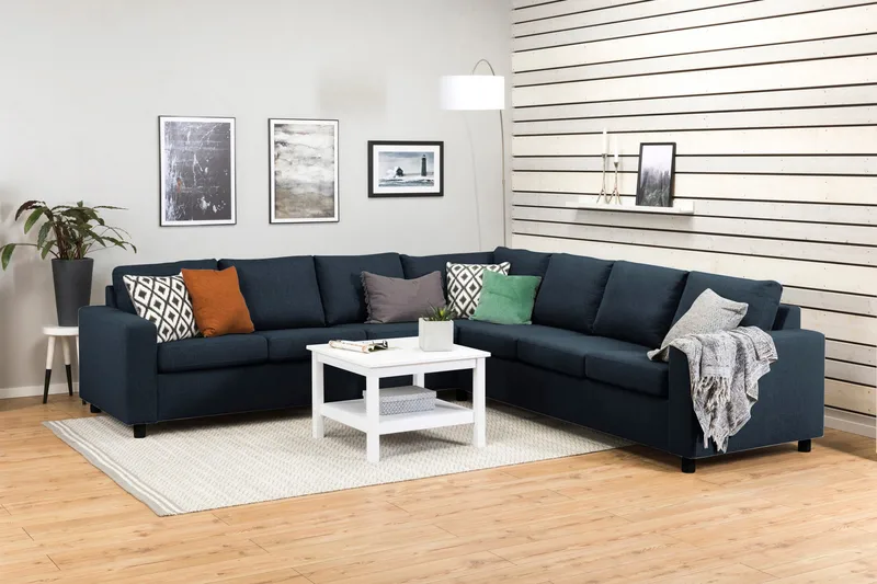 Crazy 6-sits Vändbar L-formad X-Large Hörnsoffa i Tyg - Blå - Möbler - Soffa - Hörnsoffa