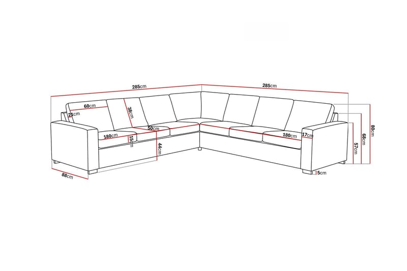 Crazy 6-sits Vändbar L-formad X-Large Hörnsoffa i Tyg - Blå - Möbler - Soffa - Hörnsoffa