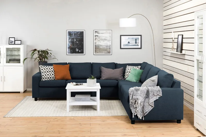 Crazy 6-sits Vändbar L-formad X-Large Hörnsoffa i Tyg - Blå - Möbler - Soffa - Hörnsoffa