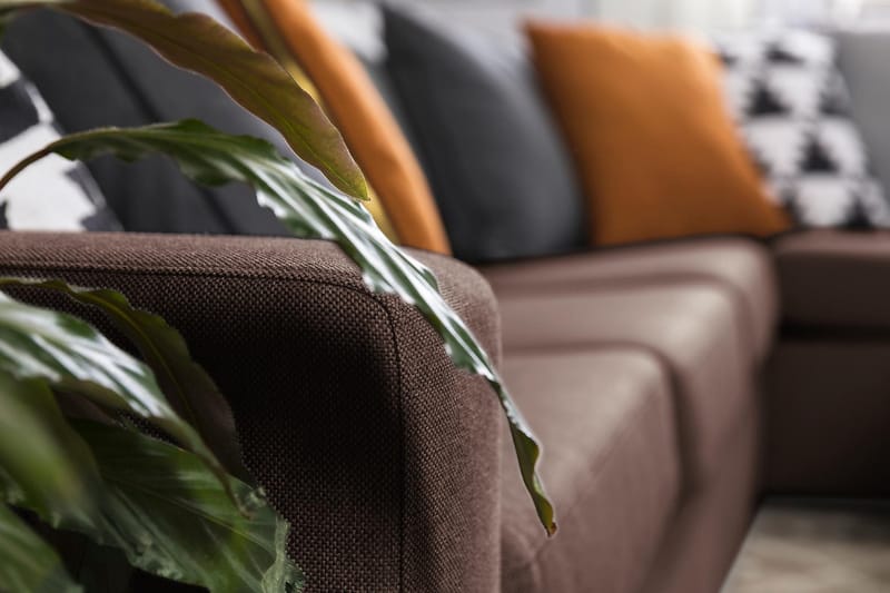 Crazy 6-sits Vändbar L-formad X-Large Hörnsoffa i Tyg - Brun - Möbler - Soffa - Hörnsoffa